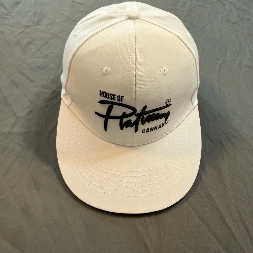 House of Platinum Cannabis Snapback Hat White Black Embroidered Weed Cap